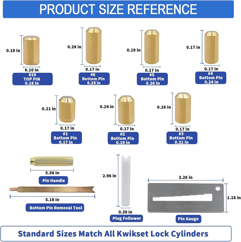 Keyway Rekey Kit for Kwikset Locks (1-6, 50 Each) | DIY Lock Rekeying Set Include 4-Tool & Brass Bottom Pins for Home