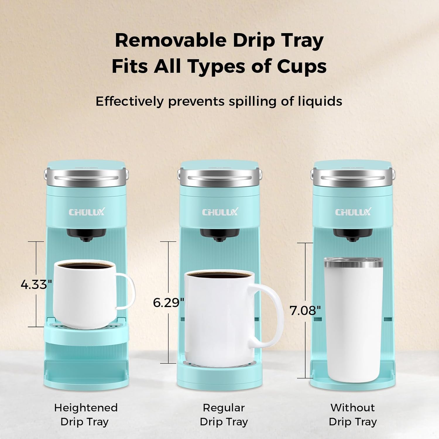 Slim Single Serve Coffee Maker, Lightweight Pod Coffee Machine, Cyan | Fast-Heating Boiler System, 4-Hole Needle for