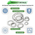 550PCS External Tooth Lock Washers Assortment Kit (M2.5-M12)