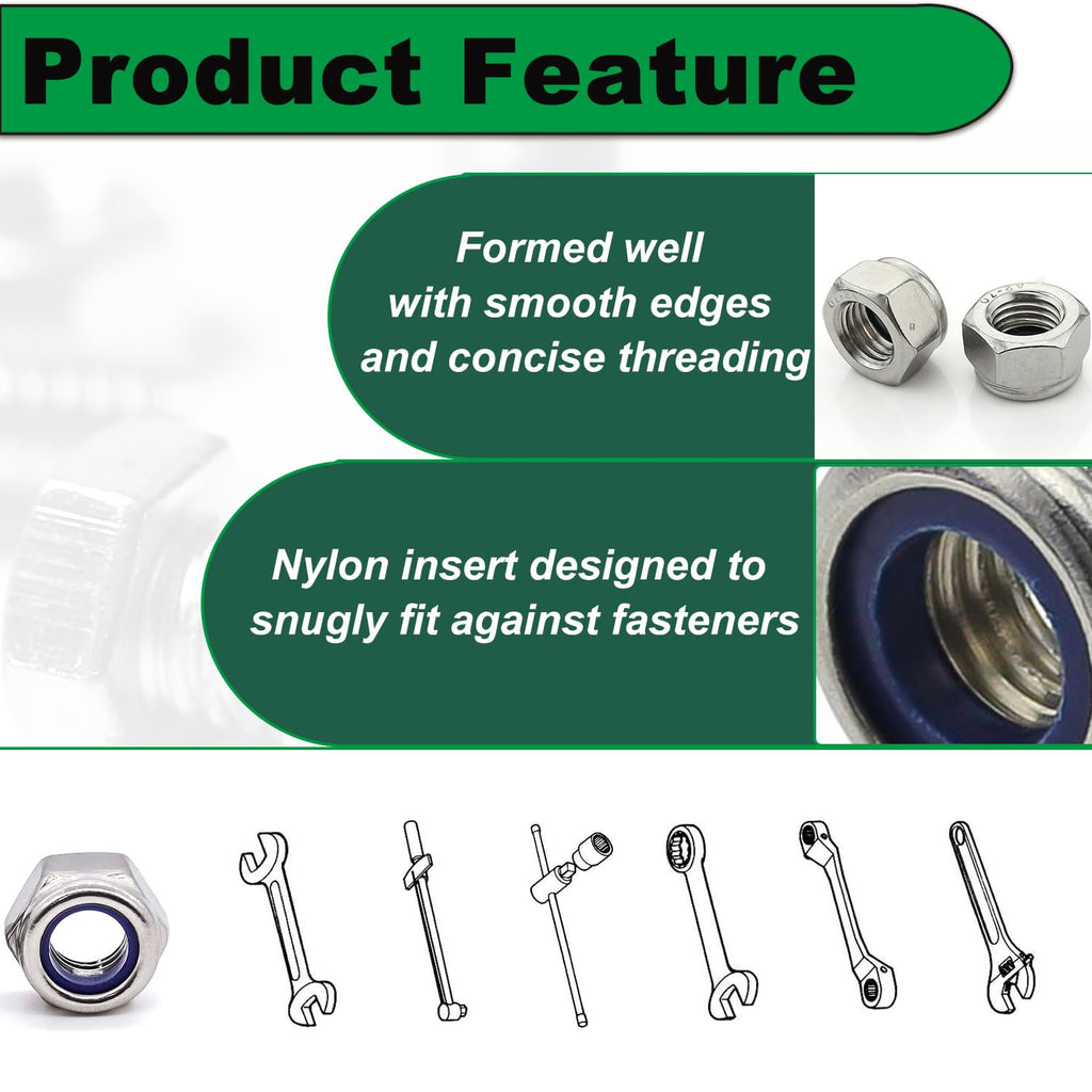 M8 1.25 Locknuts Metric Nylon Inserted Hex Lock Nuts
