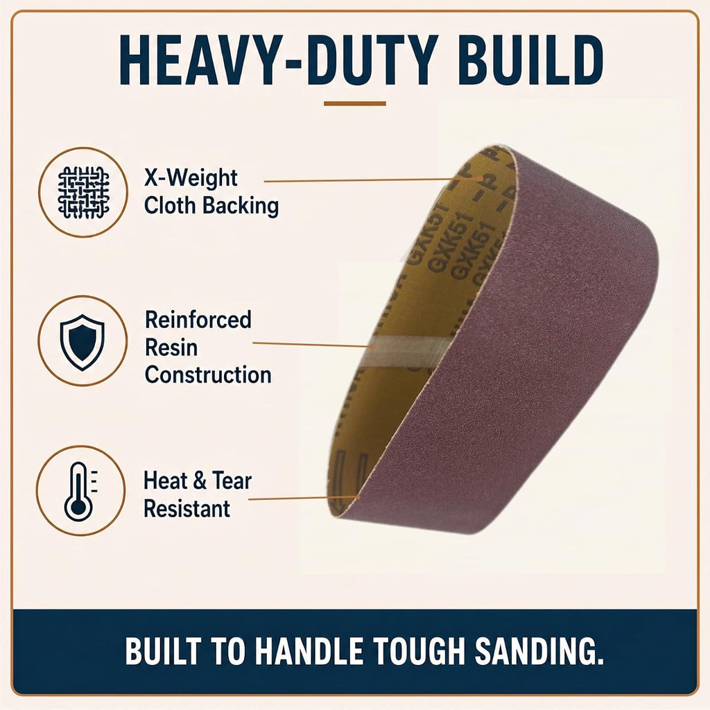 6x48 Sanding Belts, 5 Pack, 1 Each of 80/120/150/240/400 Grits