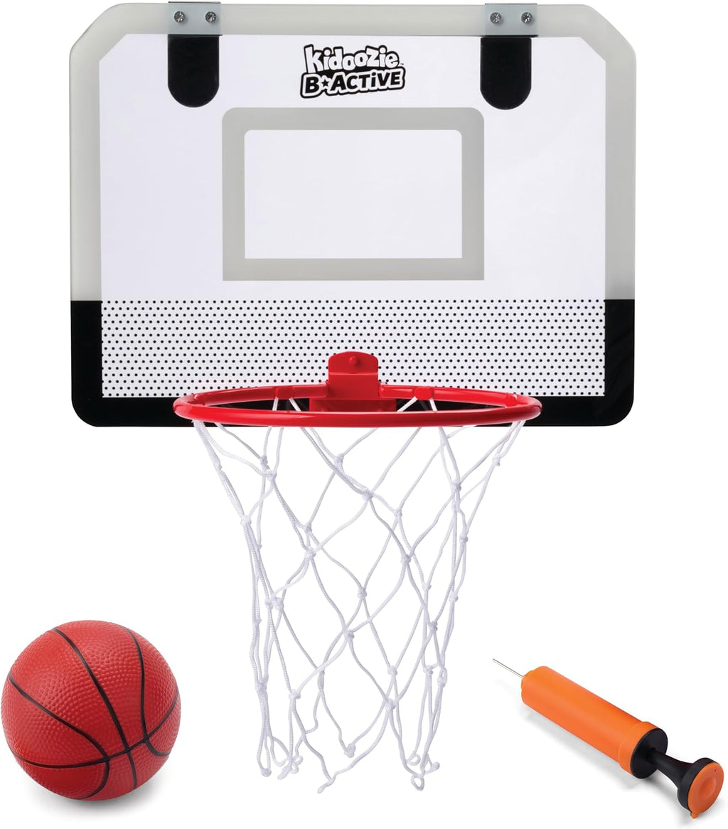 B*Active Doorway Dunkers Basketball – Indoor Basketball Game with Backboard, Rim, Net, Mini Basketball, Pump &
