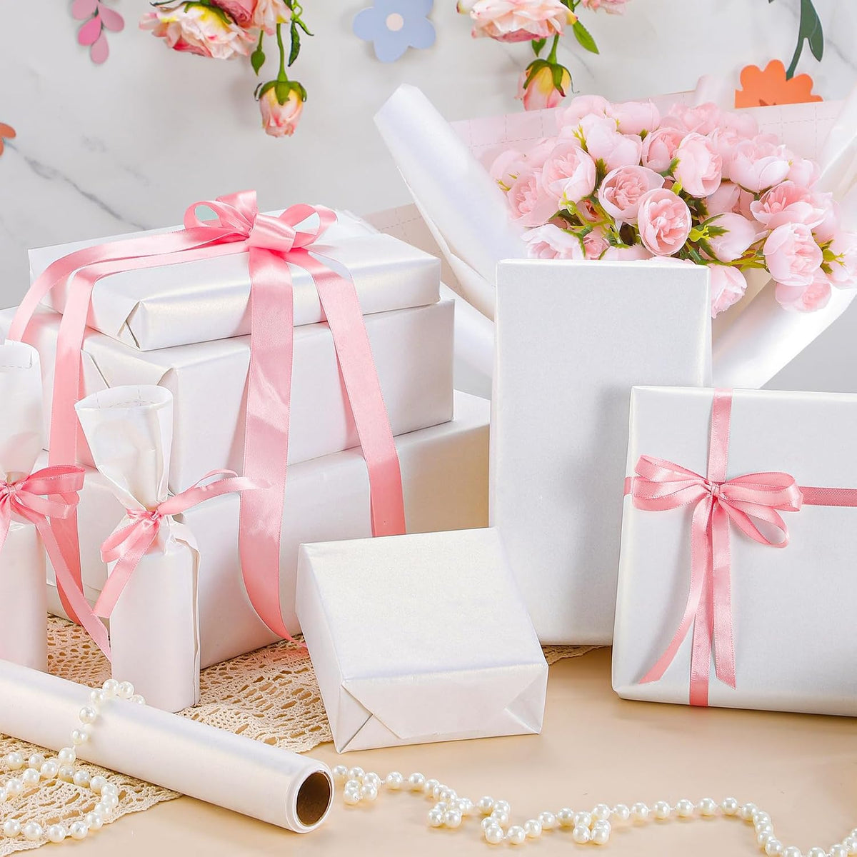 White Wrapping Paper Roll -Mini Roll- 17 Inch X 33 Feet