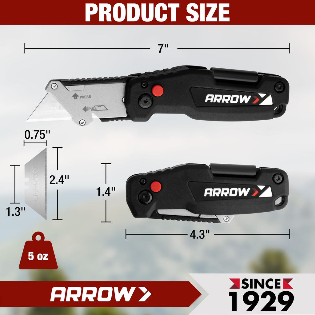 ARROW Utility Knife with Screwdriver, 2-in-1 Box Cutter Multitool