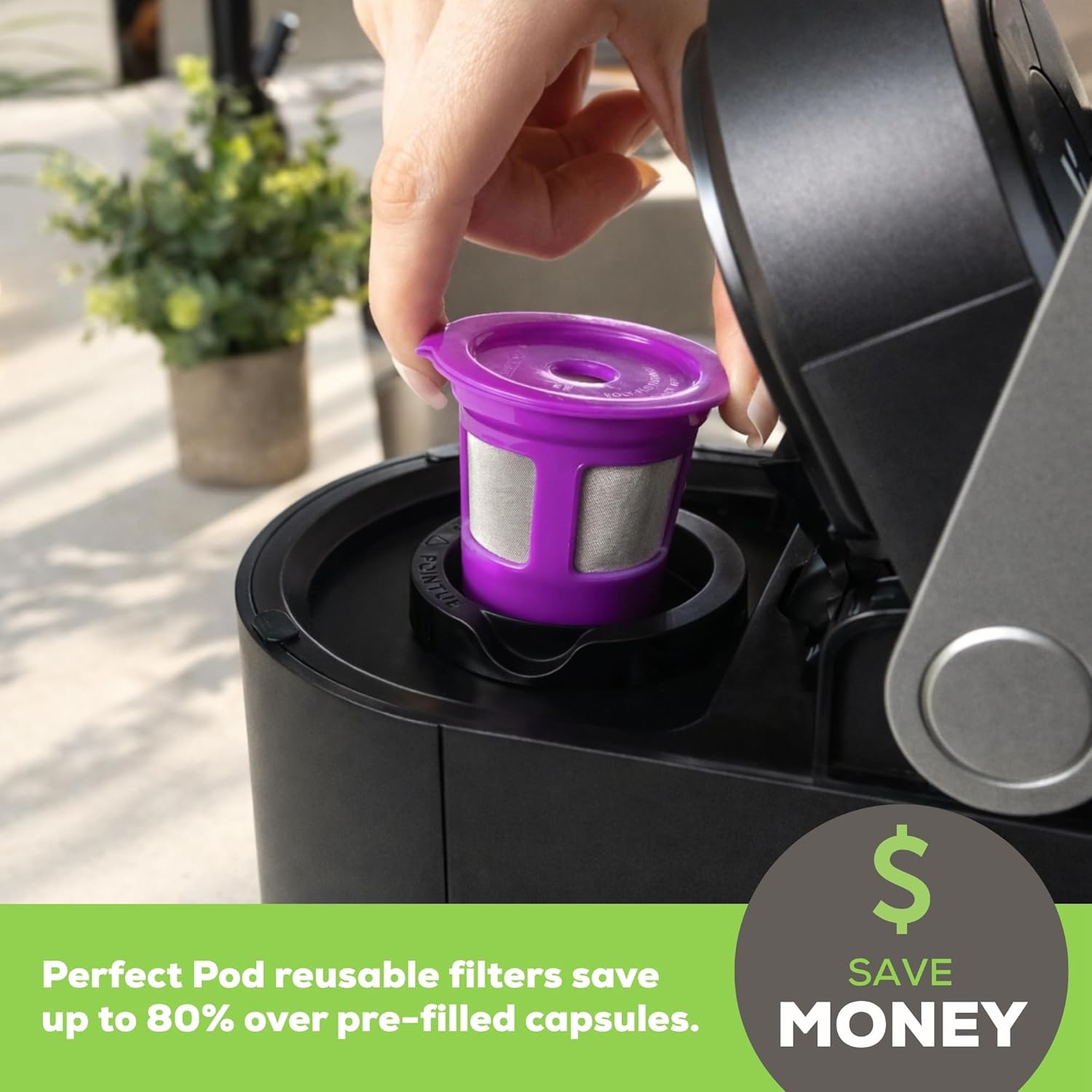 Café Save Reusable K-Cup Coffee Filter Capsules, 4 Pack | Refillable 1-Stream Cups, Built-In Mesh Strainers, 100% BPA