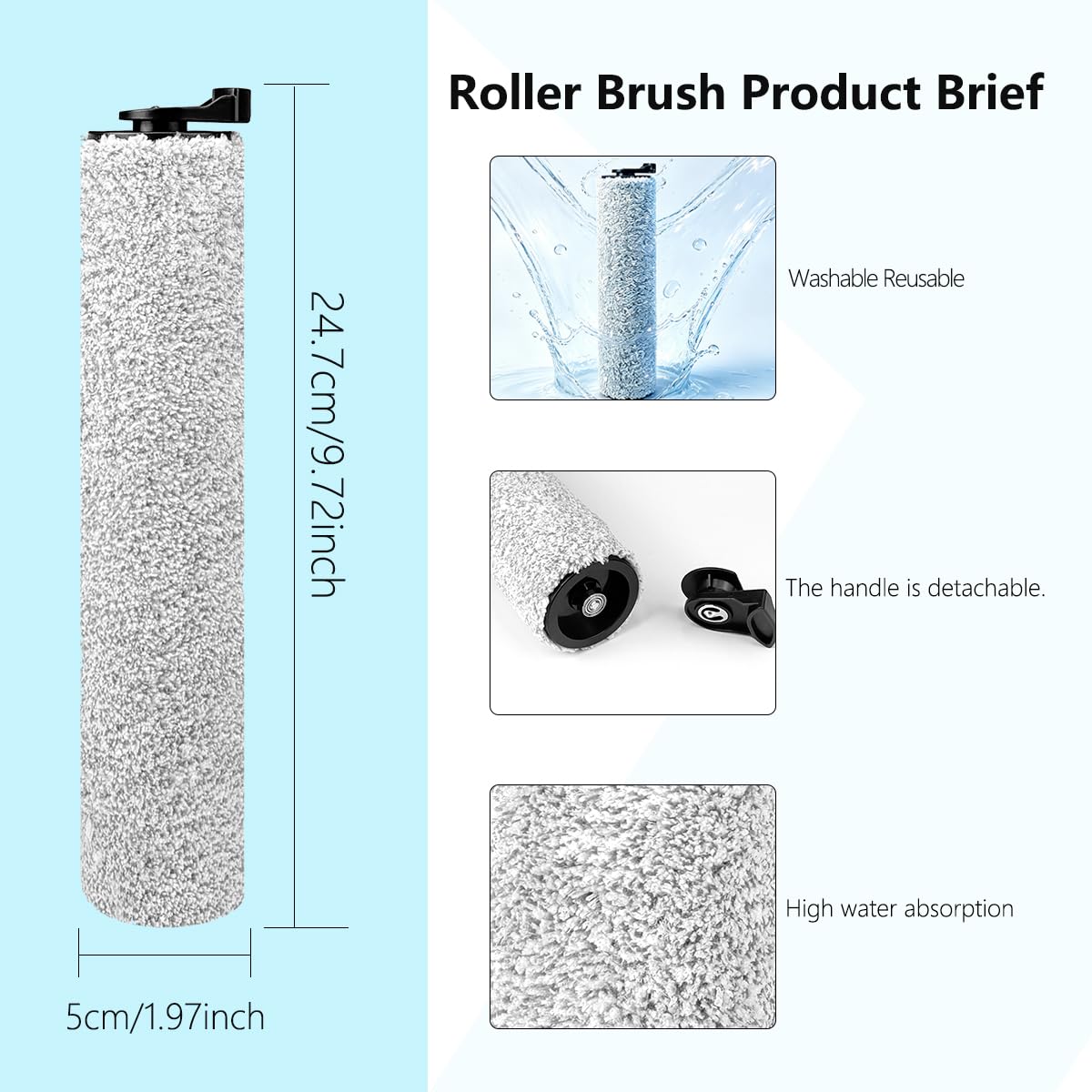 IFLOOR 2 Roller Replacement Parts Compatible with Tineco Wet Dry Vacuum