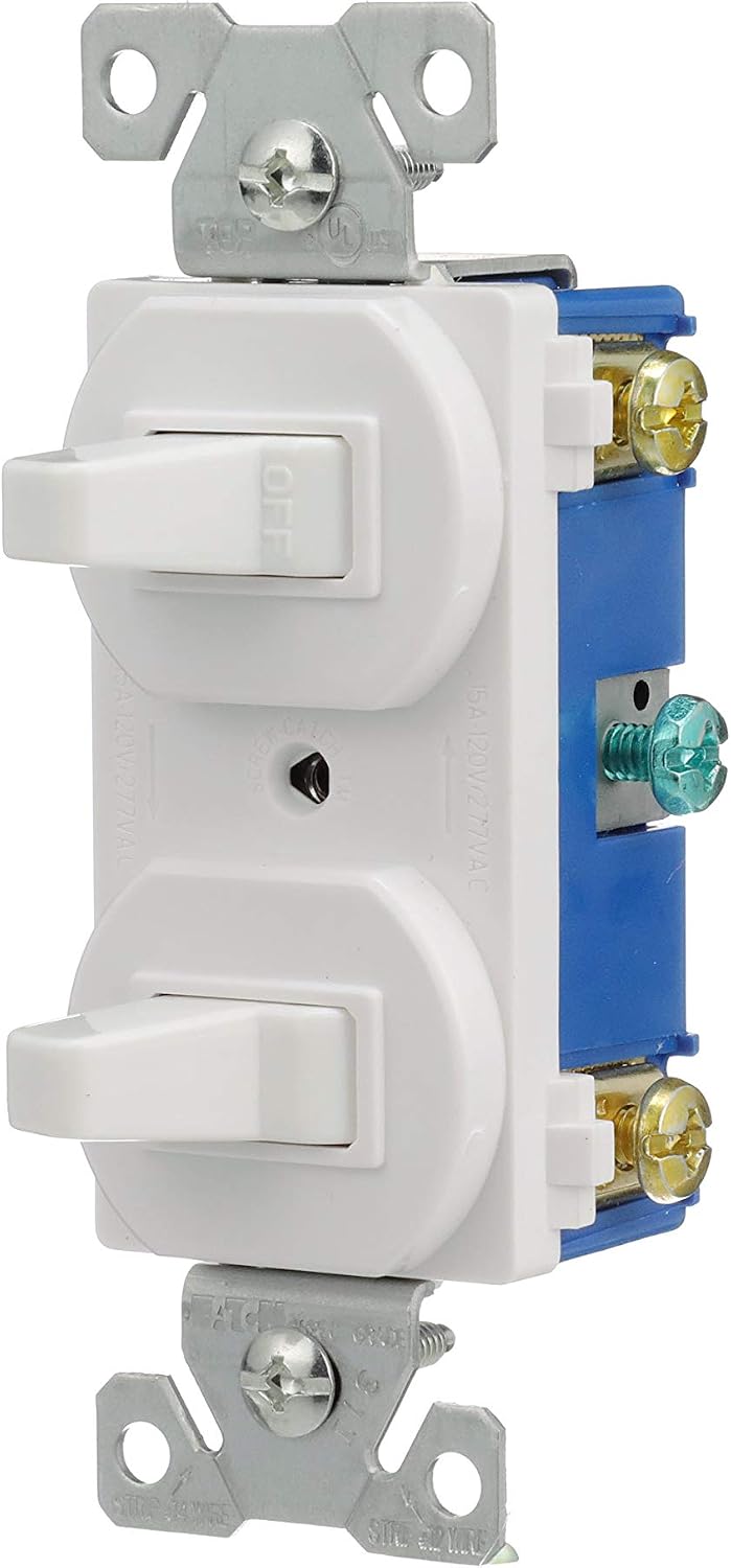 Eaton 275W 15-Amp 120/277-volt Commercial Grade Combination Single Pole Toggle Switch and 3-Way Switch, White