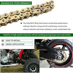 Gold 420 X-Ring Chain 104 Links - Universal Fit for Kawasaki, Yamaha