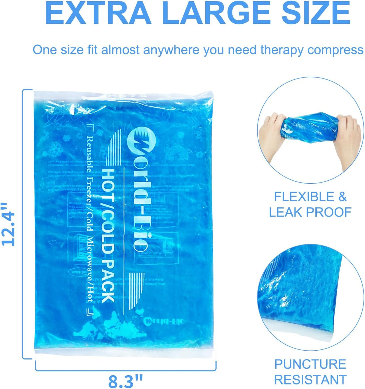 Large Gel Ice Pack 8.3"x12.4", Reusable Hot Cold Therapy