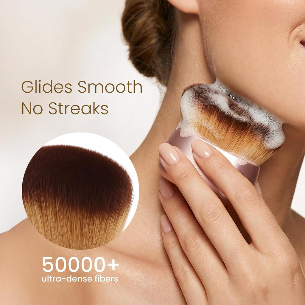 Streak-Free Kabuki Self Tanner Brush, Large Body Makeup Brush,Soft Dense Body Brus h for Self Tanner, Vegan Tanning
