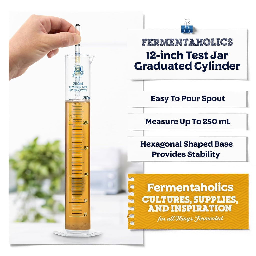 Hydrometer Test Jar & Measuring Cylinder - Test Homebrewed Beer, Wine, Mead, Cider, & Fermented Beverages