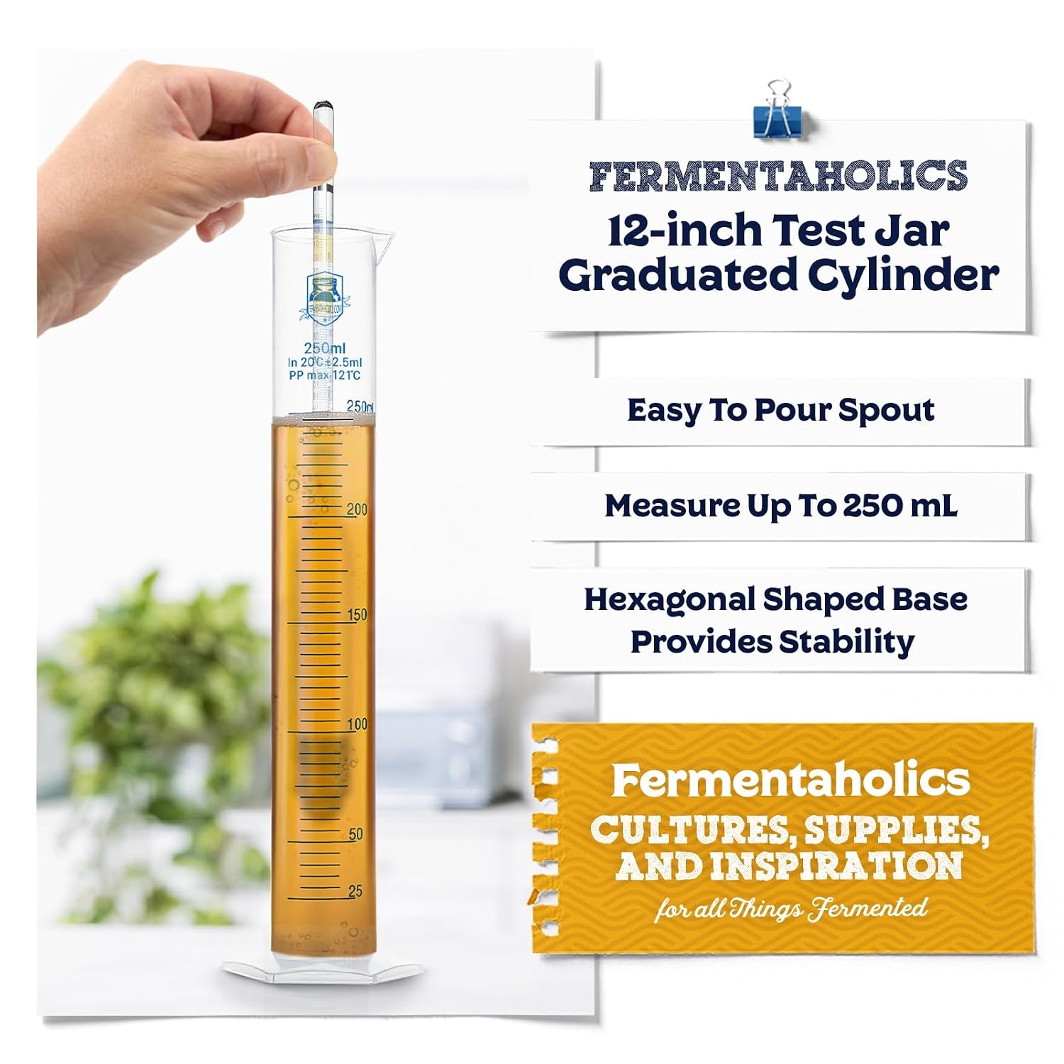 Hydrometer Test Jar & Measuring Cylinder - Test Homebrewed Beer, Wine, Mead, Cider, & Fermented Beverages