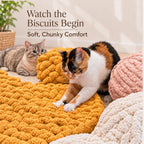 Cat Kneading Mat, Handmade Round Cushion Bed Pad Kittens (White,M)