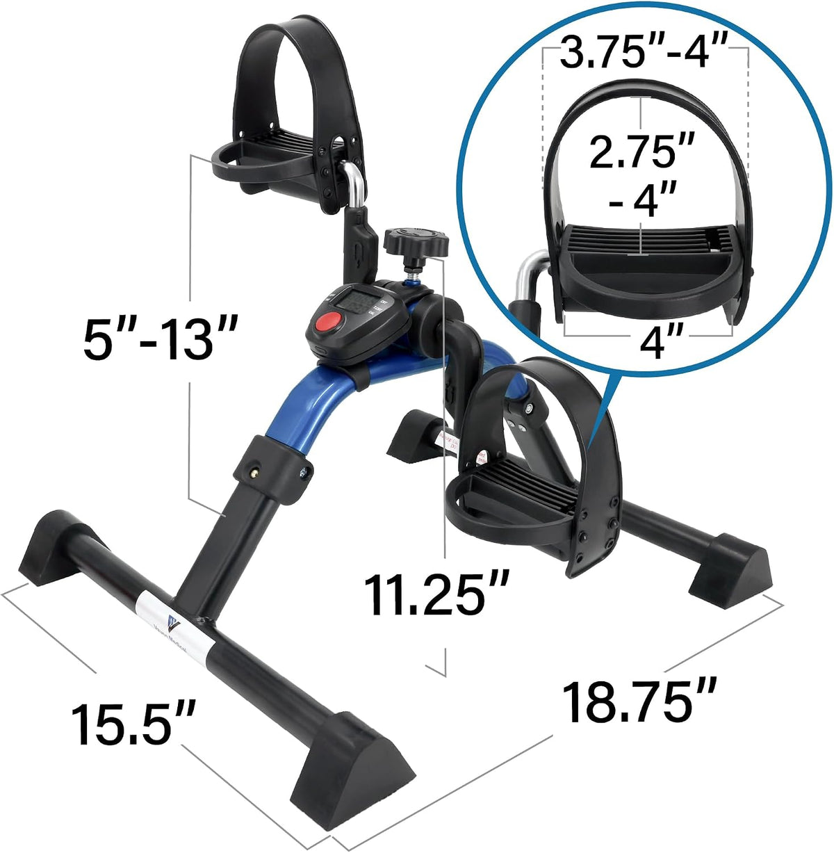 Foldable Compact Professional Wrist Arm Leg Strengtheners Pedal Exerciser with Electronic Display for Indoor