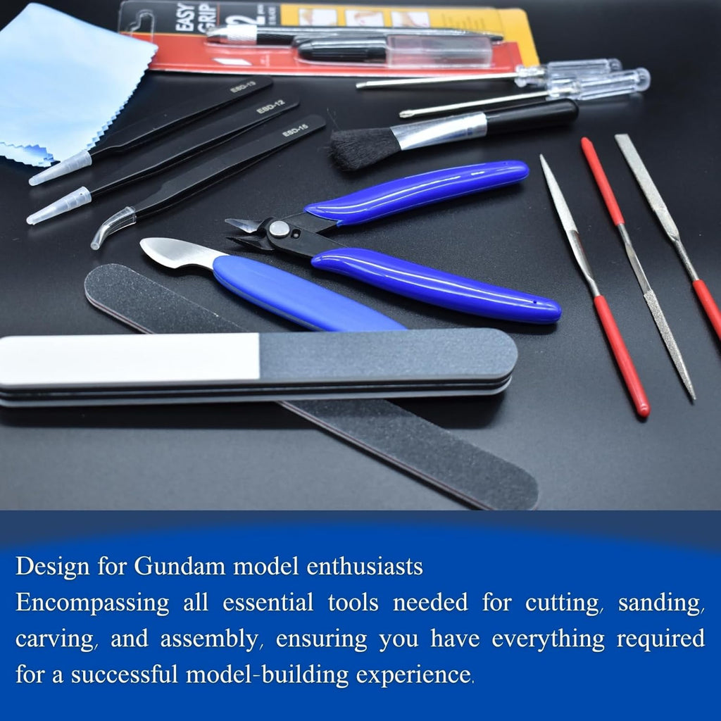Gundam Model Tool Kit, 28pcs Hobby Building Tool Set, Modeler Basic Tools Craft Set for Cars, Airplanes, Buildings