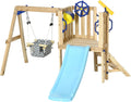 Swing Set for Backyard Wooden Toddler Playset Ages 1.5-4 Natural | Outdoor Playset, Baby Swing Seat, Kids Slide