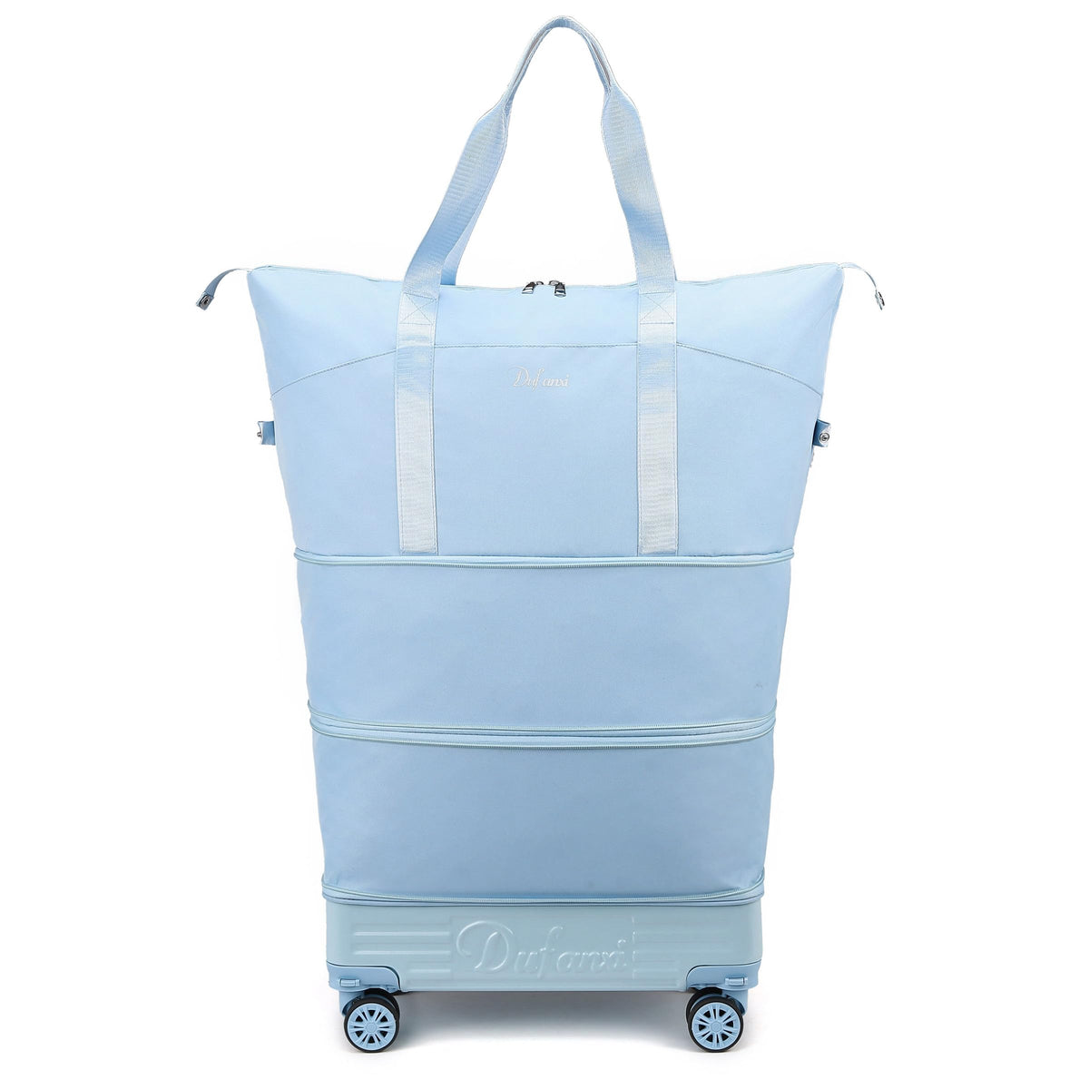 Expandable Rolling Travel Bag with Removable Wheels & Handle, Large Capacity Wheeled Duffle Tote, Foldable Carry On