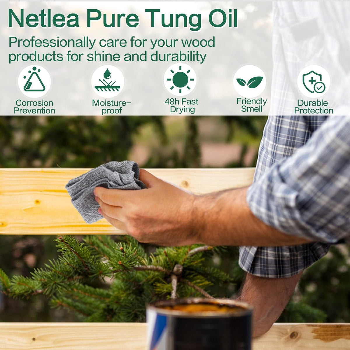 Pure Tung Oil 11.8oz – Natural Finish for Small Wood Crafts