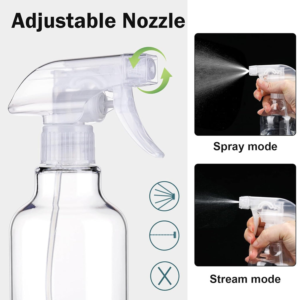 Plastic Spray Bottles Empty Spray Bottle 16.9oz/500ml 2 Pack Heavy Duty Spraying Bottles Mist/Stream Water Bottle for