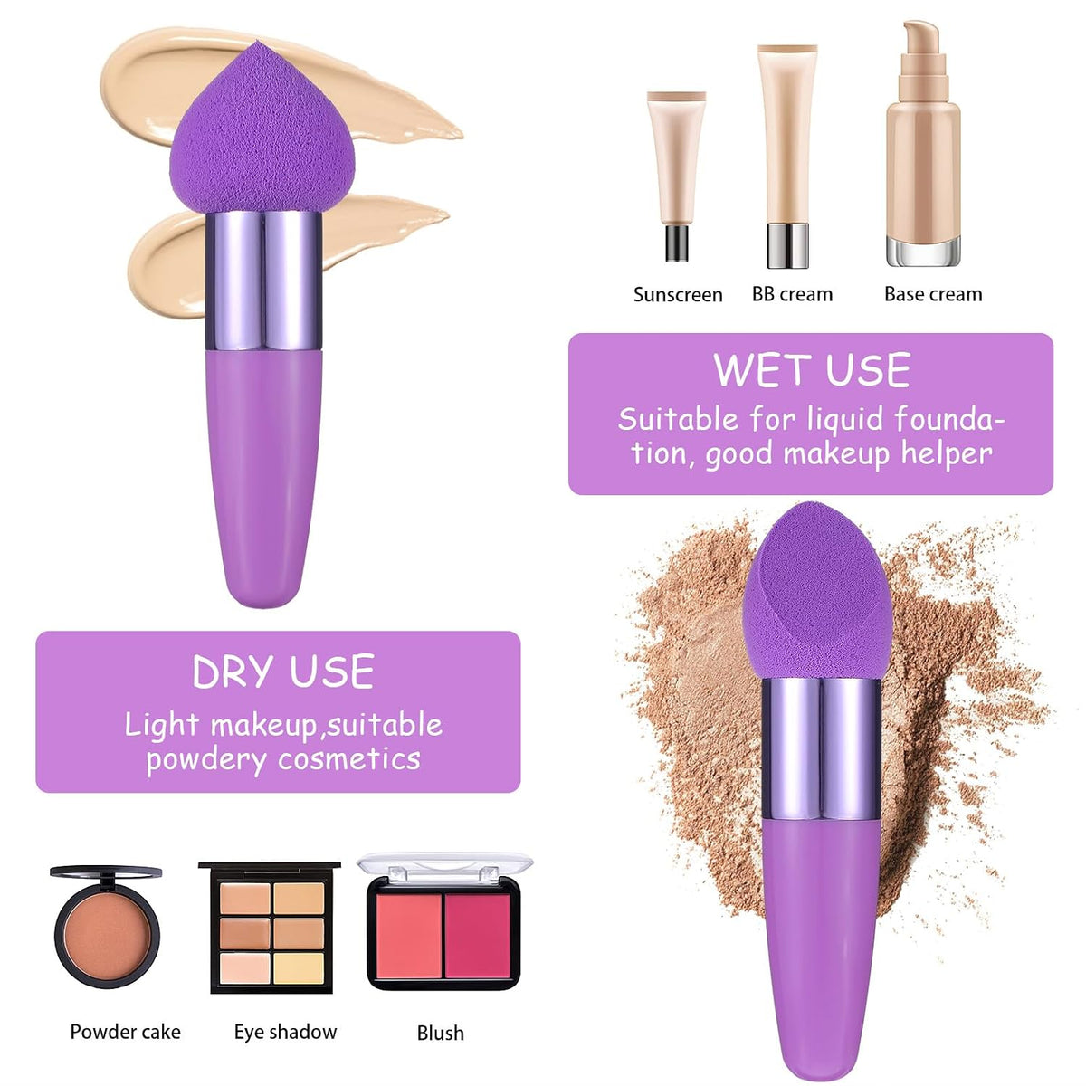 Makeup Brushes 3 PCS Powder Makeup Puff Beauty Blending Sponge Coloring Concealer Applicator Foundation Setting Face