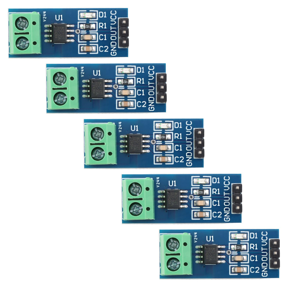 MusRock 5pcs ACS712ELCTR-30A Current Sensor Module 30A Range ±1.5% Accuracy -40°C~85°C Wide Temp Motor Control