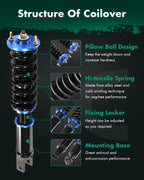 SCITOO Coilover Suspension Shock Strut Kit Compatible with 90-96 for Nissan