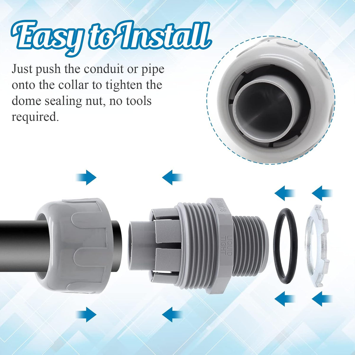 6Pcs 3/4 Inch NPT Liquid Tight Connector