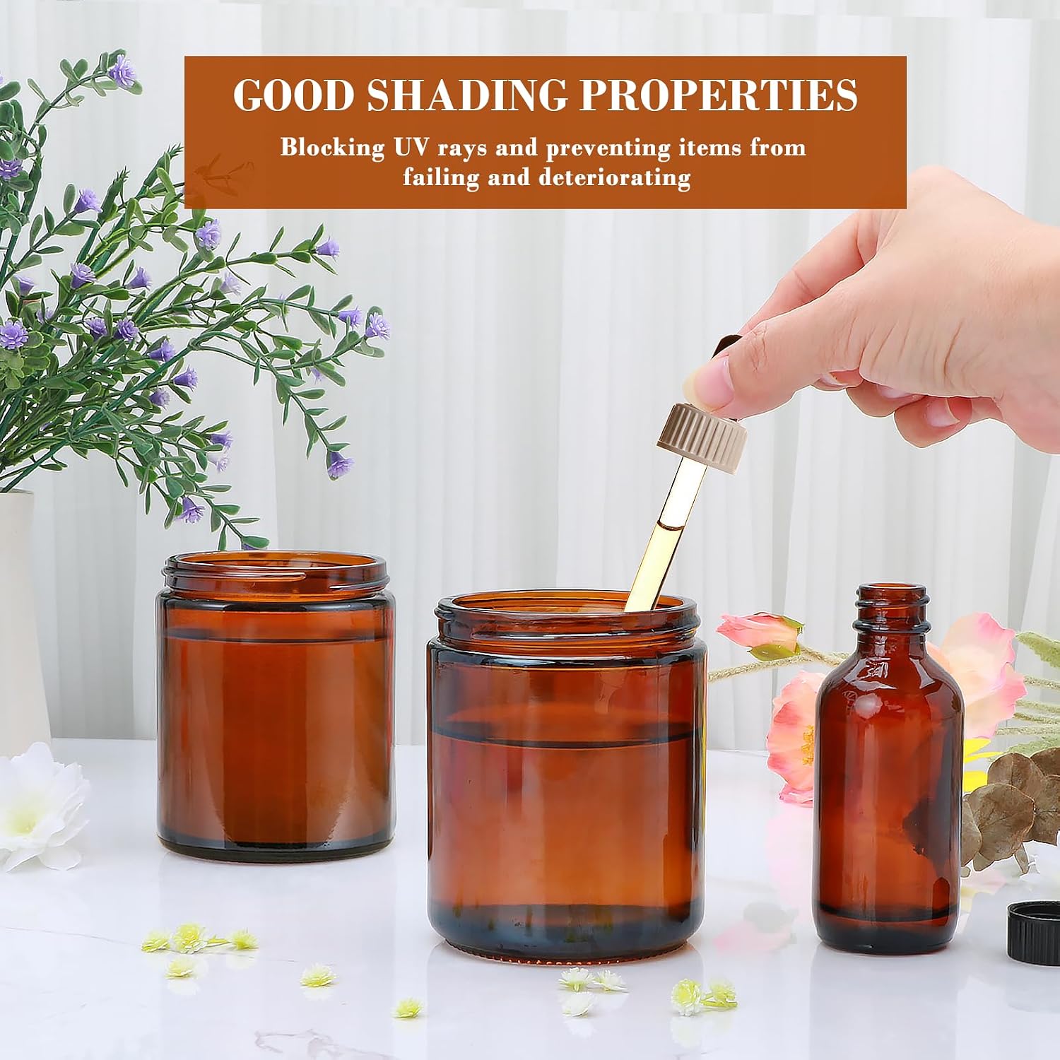 16 Pack Dark Amber Candle Jars, 8 oz Glass Jars with Lids | Amber Glass Jars with Lids, Candle Jars with Silver Lids