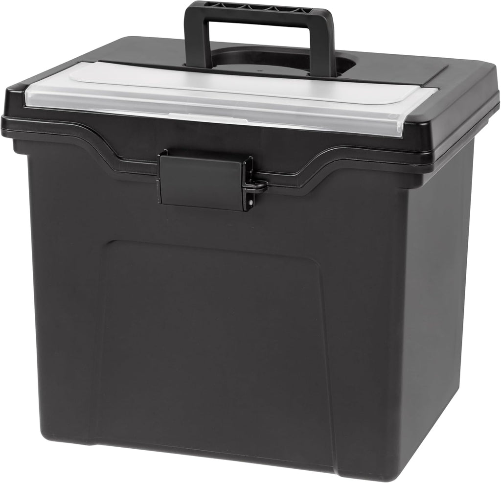 File Box with Lid File Organizer for Letter File w/Organizer-Lid, Plastic Mobile Filing Organizer, Water Resistant