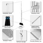 Broom and Dustpan Set, 52" Adjustable Handle Broom, White
