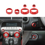 CheroCar Center Console Knobs Cover Headlight Switch Knob Trim for Chevrolet Camaro 2010-2015 (Red)