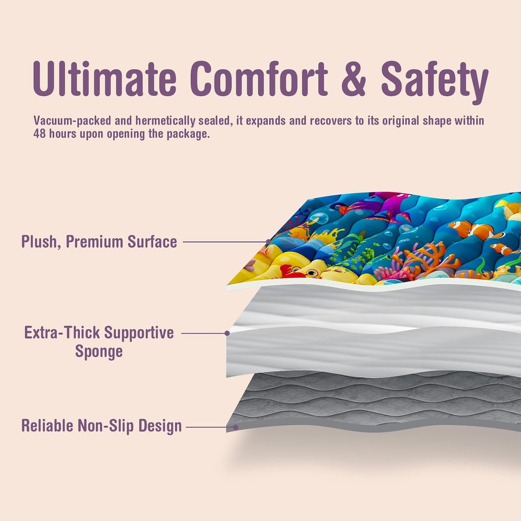 Baby Play Mat, 50x50 Thickened Playpen Mat, Waterproof & Non-Slip, Foldable Play Mat for Floor, Machine Washable