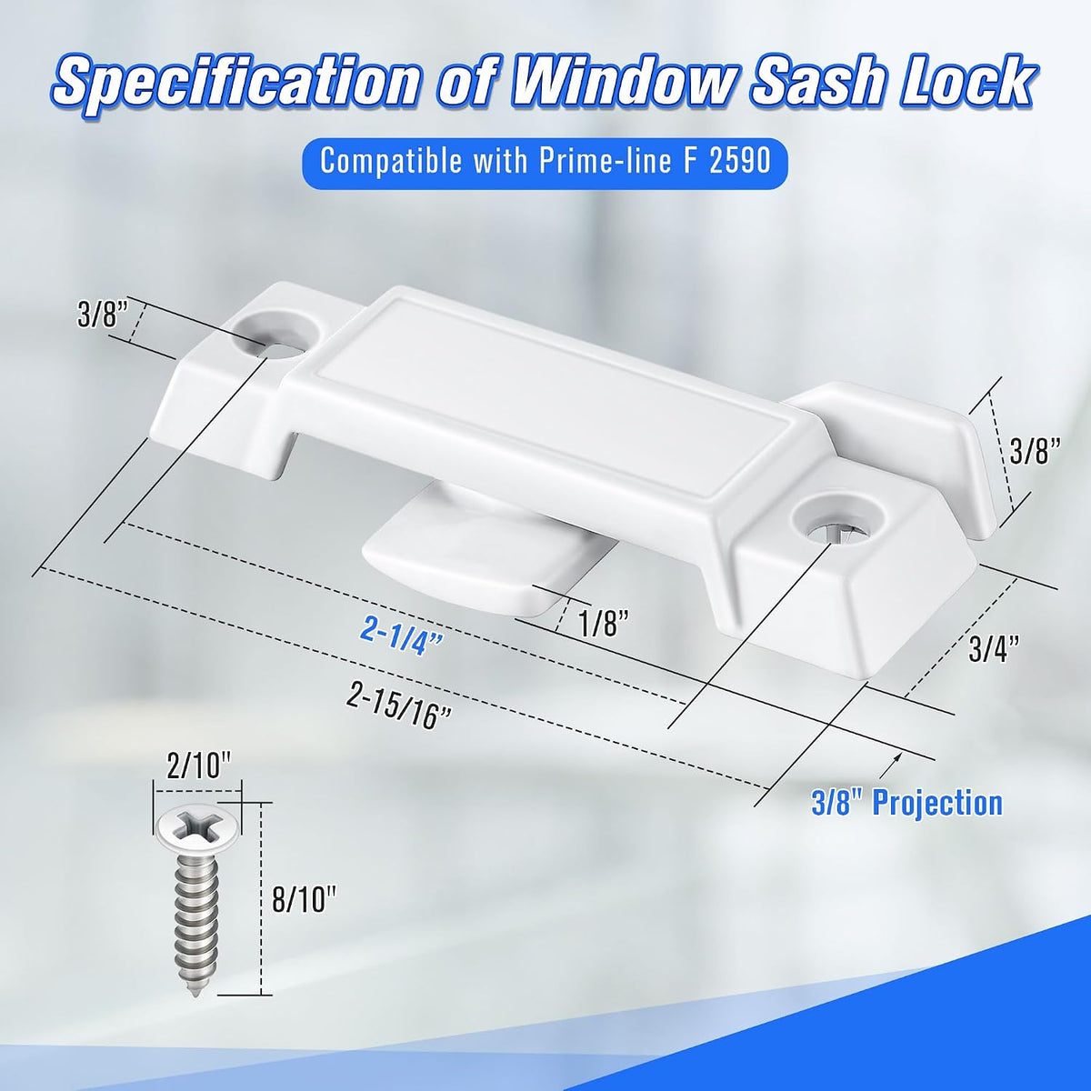 3 Pack Window Sash Locks Compatible with Prime-Line F2590, White