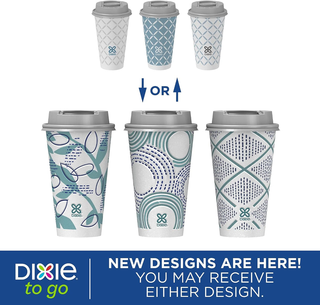 To Go Disposable Coffee Cups With Lids, 16 oz Paper Cups, 108 Count