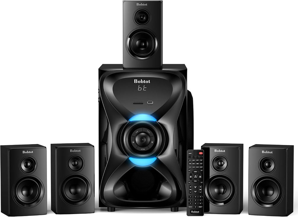Surround Sound Systems Wireless Rear Satellite Speakers, 1000W Peak | Deep Bass 8 inch Subwoofer 5.1/2.1 Channel Home