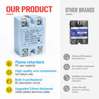 Solid State Relay DC to AC 3-32VDC Input, 24-480VAC Output with Aluminum Heat Sink, Thermal Grease, Flame Retardant PC Shell, Single Phase 100A ﻿