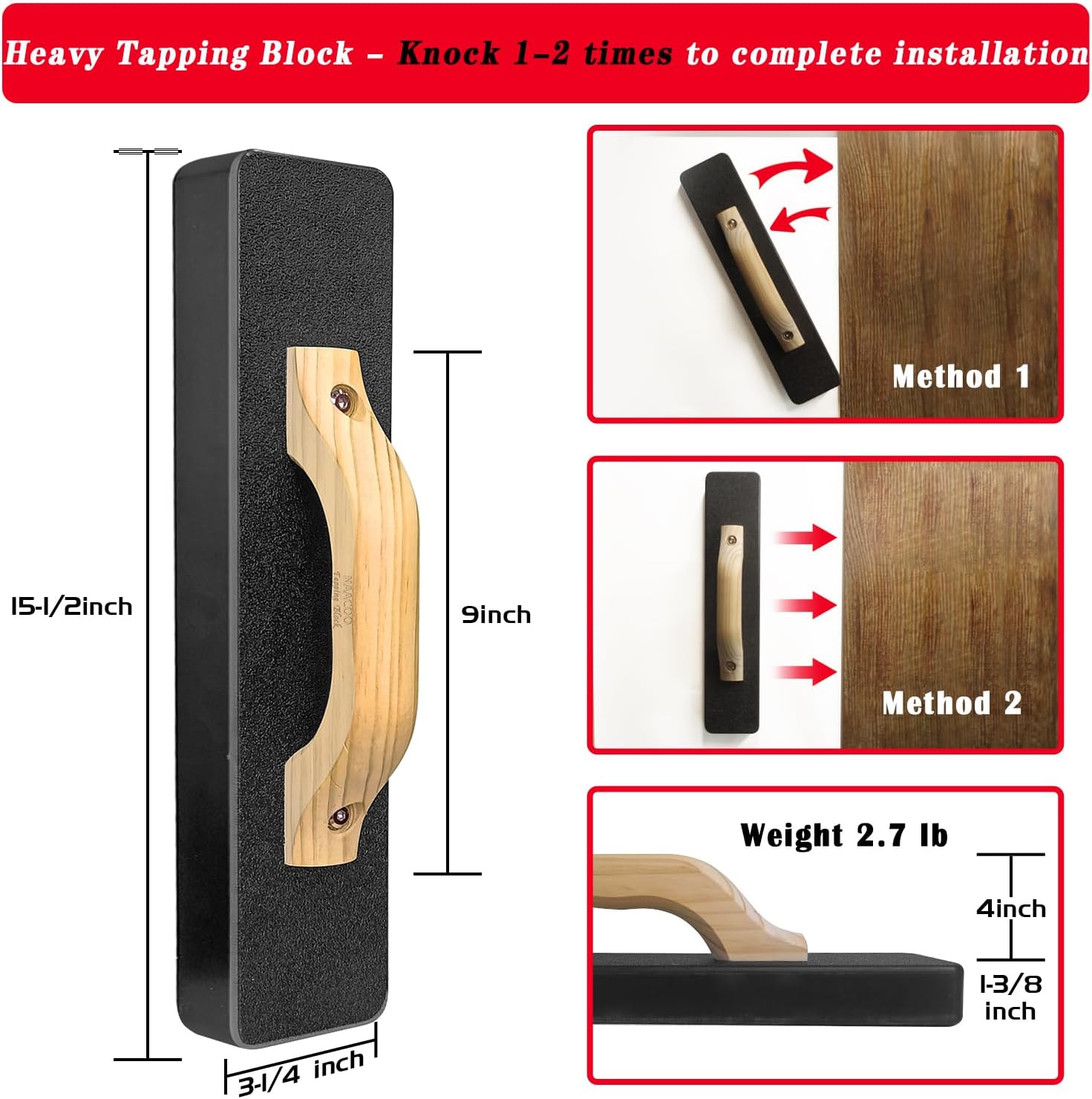 Heavy Tapping Block+Pull Bar,No Mallet Tap Floor 1-2 Times