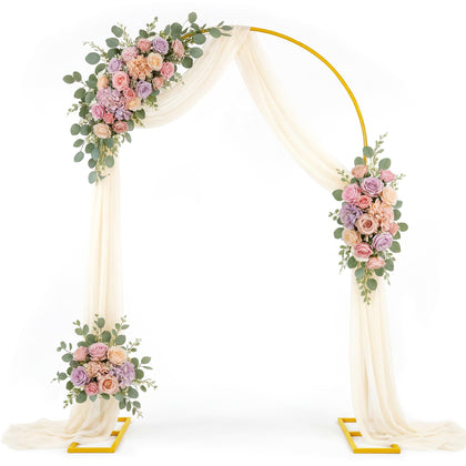 7.5FT Round Metal Wedding Arch Backdrop Stand with Stable Base