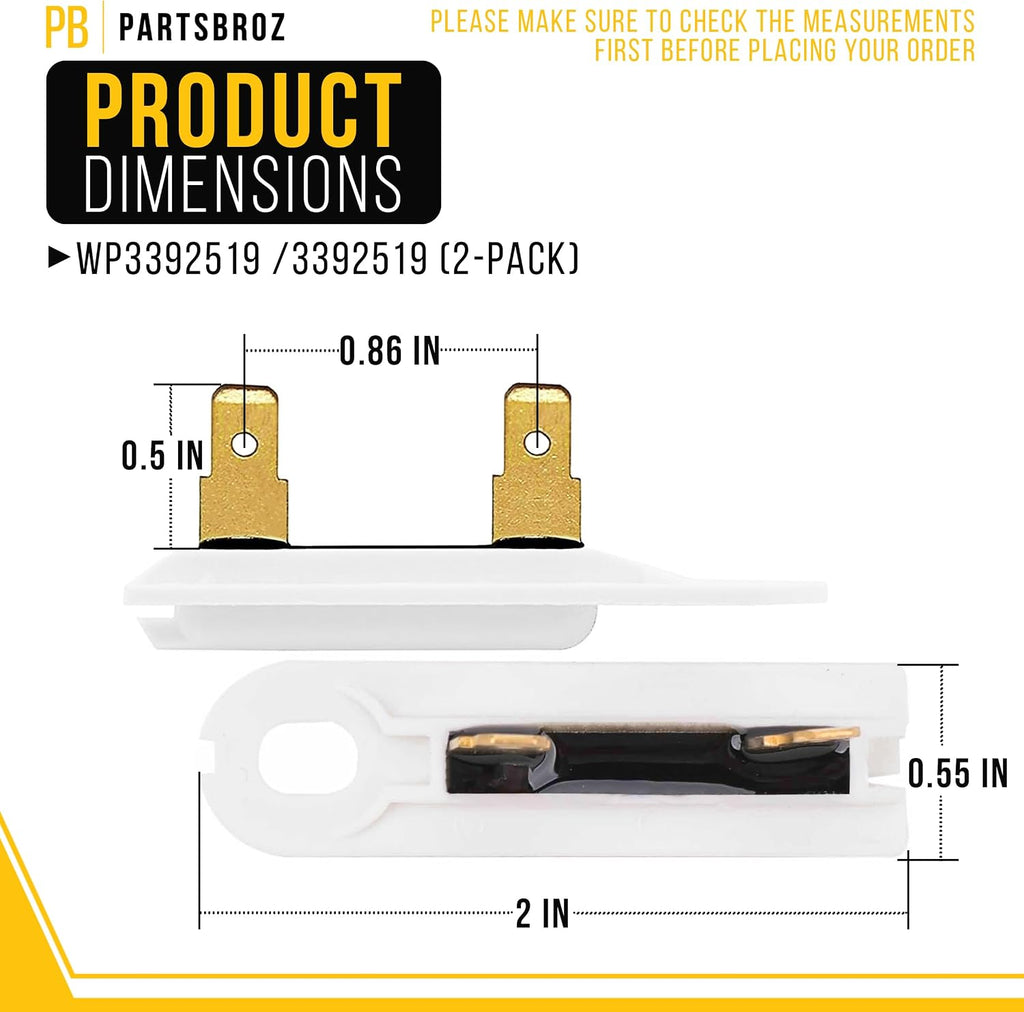 Dryer Thermal Fuse for Whirlpool WED8300SW1 (2-Pack)