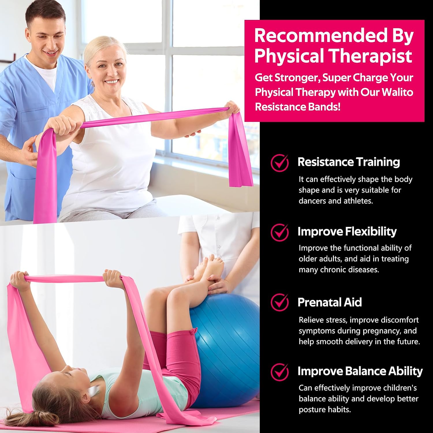 Resistance Bands for Working Out, Exercise Bands for Women and Men, Workout Bands for Physical Therapy, Stretch