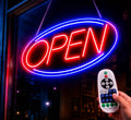 Open Sign for Business, 17" x 9" LED Neon Open Sign with Remote Control, Countdown Timer & 6 Lighting Modes Led Neon