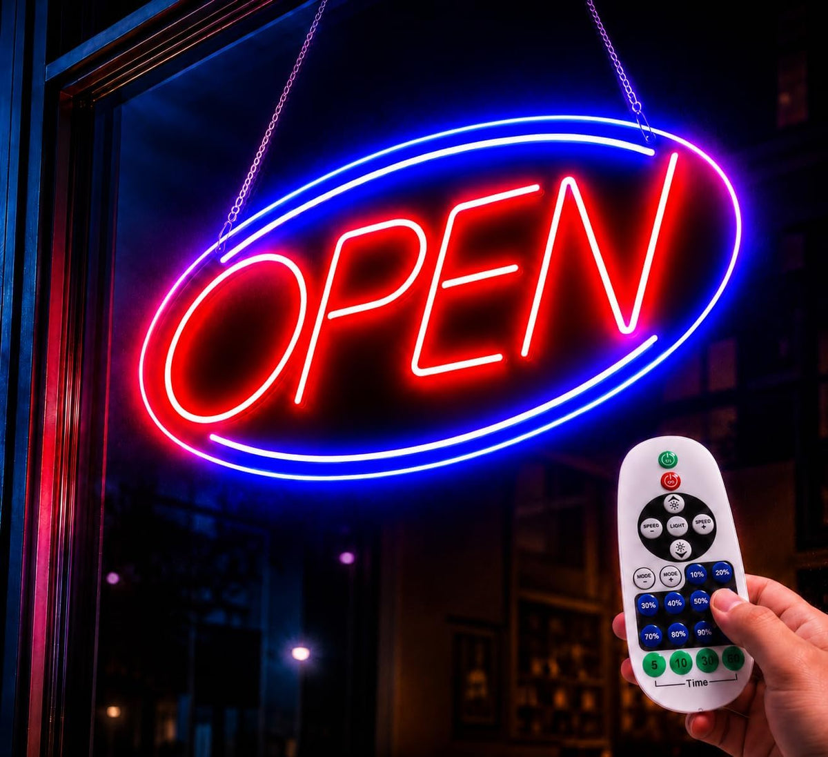 Open Sign for Business, 17" x 9" LED Neon Open Sign with Remote Control, Countdown Timer & 6 Lighting Modes Led Neon