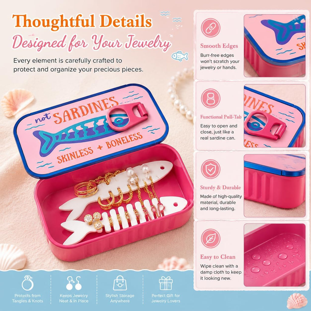 Sardines Travel Jewelry Case, Sardine Tin Jewelry Box, 3d Printed Sardine Tin Like Jewelry Case, with Fish-Shaped