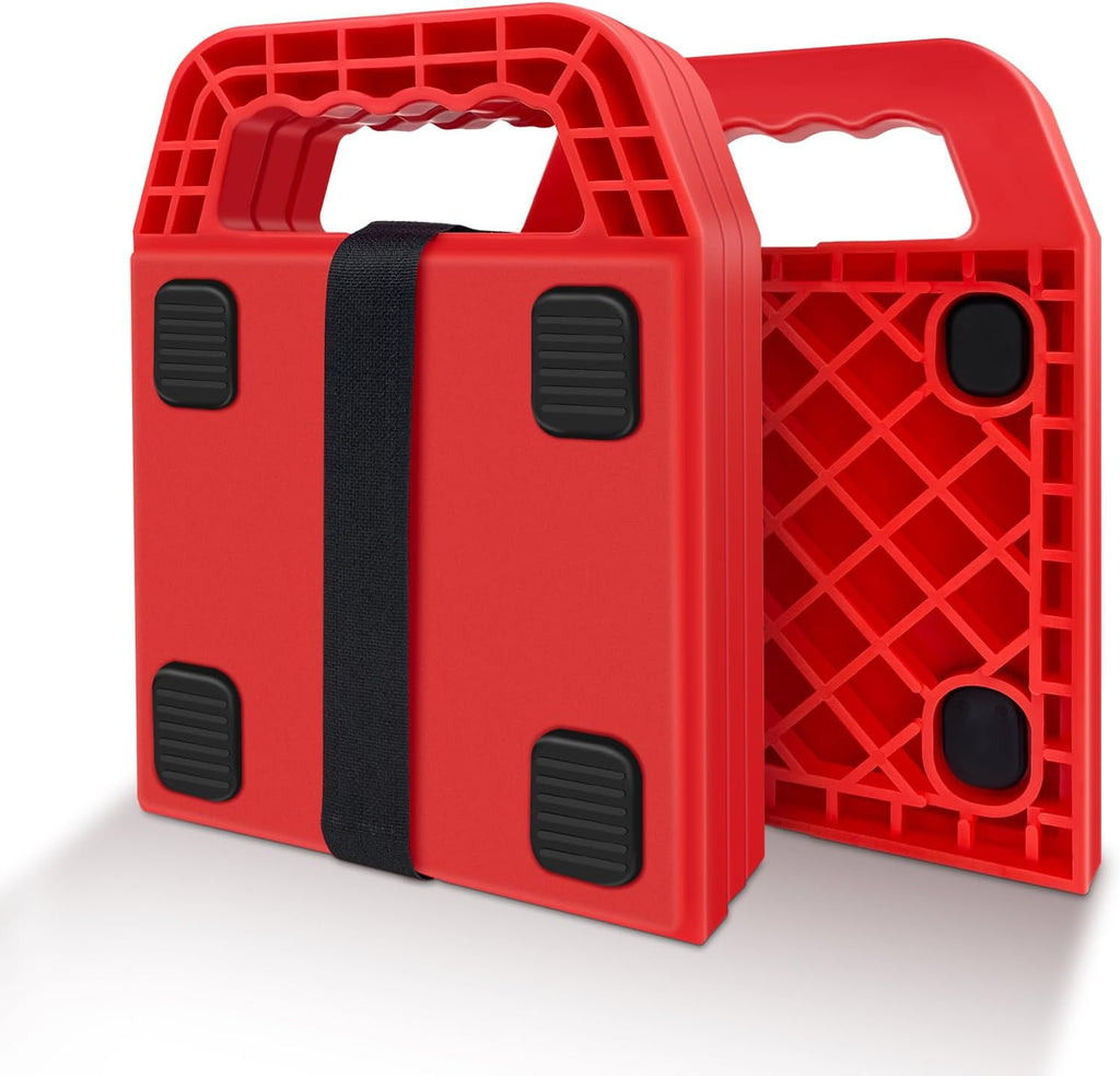 6.5" X 6.5" RV Stabilizer Jack Pads with Anti-Slip Rubber Mats, Stackable Camper Jack Pads with Handles & Handy