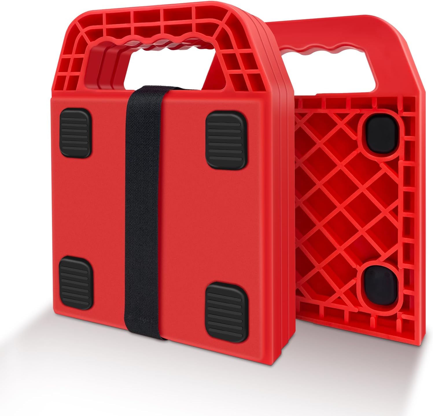6.5" X 6.5" RV Stabilizer Jack Pads with Anti-Slip Rubber Mats, Stackable Camper Jack Pads with Handles & Handy