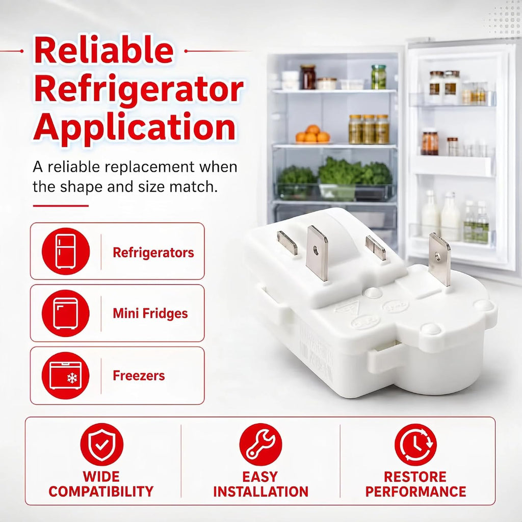 2Pin Refrigerator Overload Protector PTC Starter Relay Compressor | Fits Danby, Haier, Midea mini fridge and freezer