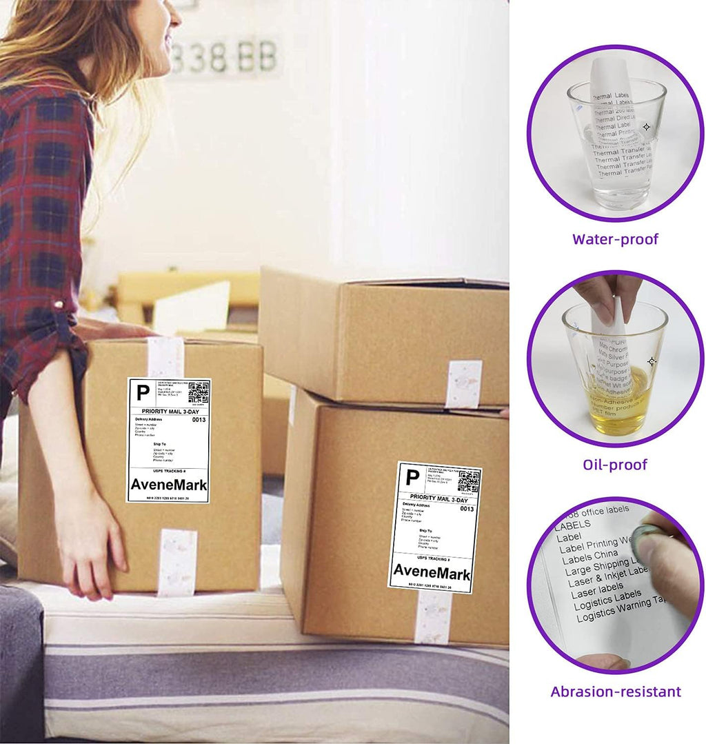 4 Stacks 2000 Labels 4" x 6" Fanfold Direct Thermal Labels, Postage Shipping Labels Paper with Perforated, Strong