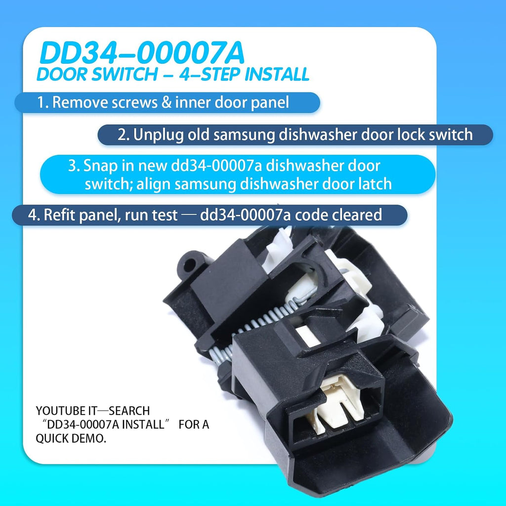DD34-00007A DD3400007A DW80J9945US Dishwasher Door Latch Switch Assembly