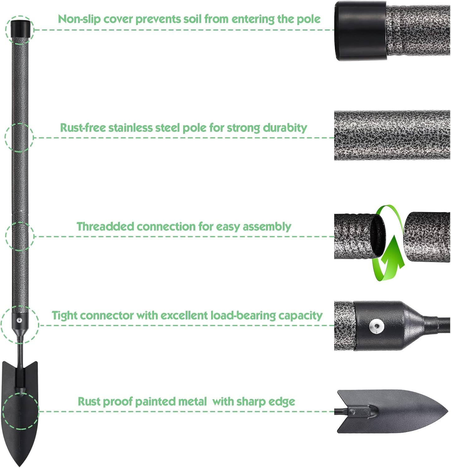Garden Tools Set 5 Piece with Extended Handle, Heavy Duty Garden Tools Set, Ideal Gardening Tool Kit Gifts for