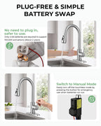 Touchless Kitchen Faucet, Pull Down Sprayer, Brushed Nickel